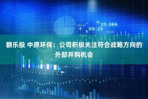 翻乐股 中原环保：公司积极关注符合战略方向的外部并购机会