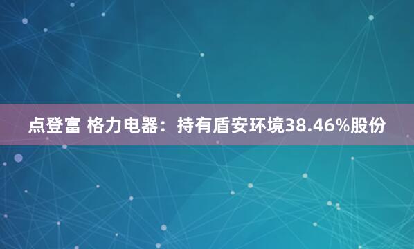 点登富 格力电器：持有盾安环境38.46%股份