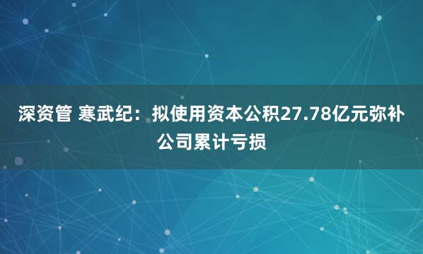 深资管 寒武纪:拟使用资本公积27.78亿元弥补公司累计亏损